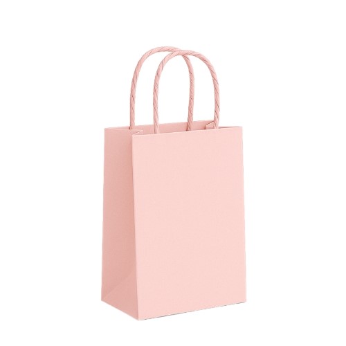 Saco de Papel Colorido com Asas Torcidas 11x6x15cm - Rosa