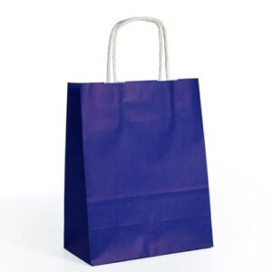 Saco de Papel Colorido com Asas Torcidas 18x8x24cm - Azul Escuro