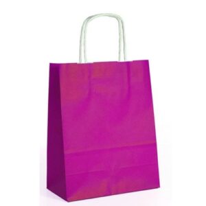Saco de Papel Colorido com Asas Torcidas 18x8x24cm - Fúcsia
