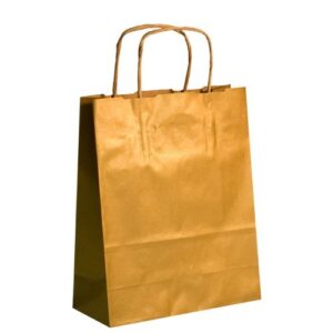 Saco de Papel Colorido com Asas Torcidas 18x8x24cm - Dourado