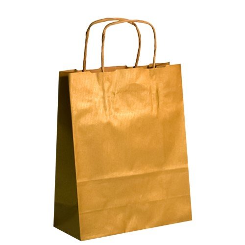 Saco de Papel Colorido com Asas Torcidas 18x8x24cm - Dourado