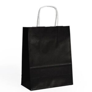 Saco de Papel Colorido com Asas Torcidas 18x8x24cm - Preto