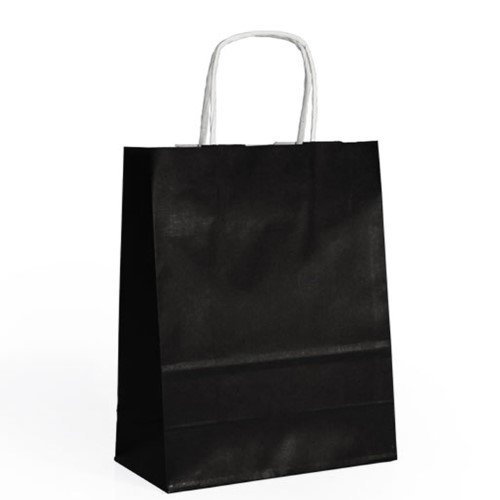Saco de Papel Colorido com Asas Torcidas 18x8x24cm - Preto
