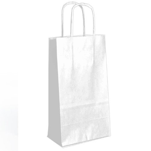 Saco de Papel com Asas Torcidas 18x8x39cm - Branco