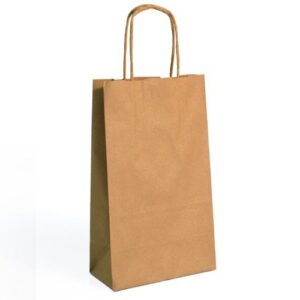 Saco de Papel com Asas Torcidas 18x8x39cm - Natural / Kraft