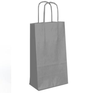 Saco de Papel Colorido com Asas Torcidas 18x8x39cm - Prateado