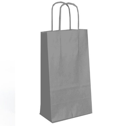 Saco de Papel Colorido com Asas Torcidas 18x8x39cm - Prateado