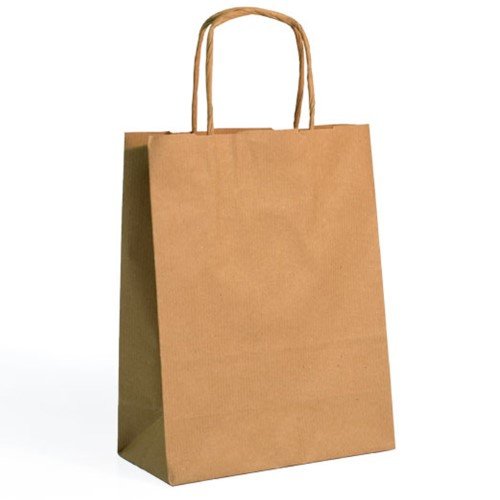 Saco de Papel com Asas Torcidas 24x12x31cm - Natural / Kraft