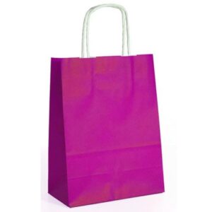 Saco de Papel Colorido com Asas Torcidas 24x12x31cm - Fúcsia