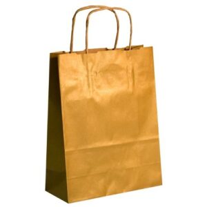 Saco de Papel Colorido com Asas Torcidas 24x12x31cm - Dourado