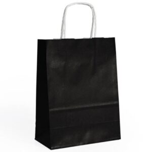 Saco de Papel Colorido com Asas Torcidas 24x12x31cm - Preto