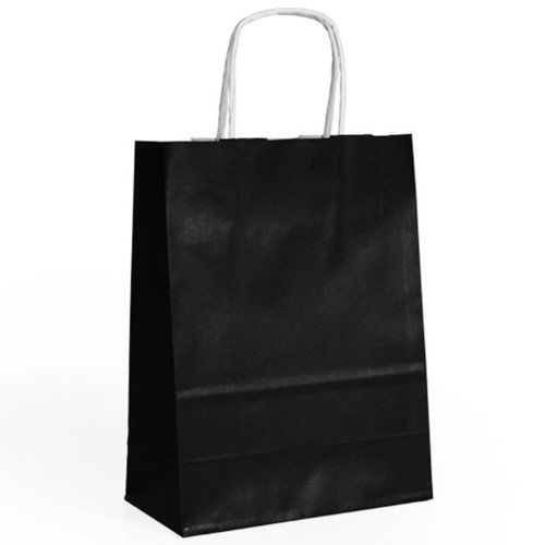 Saco de Papel Colorido com Asas Torcidas 24x12x31cm - Preto