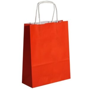 Saco de Papel Colorido com Asas Torcidas 24x12x31cm - Vermelho
