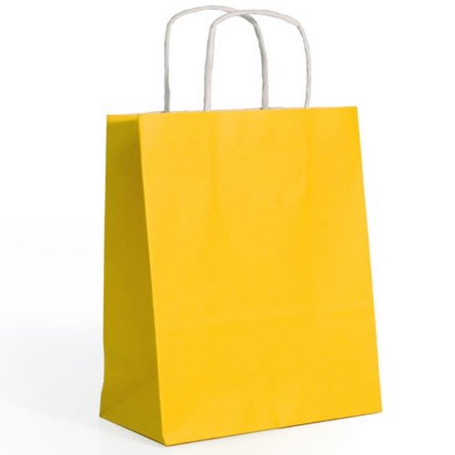 Saco de Papel Colorido com Asas Torcidas 32x12x41cm - Amarelo