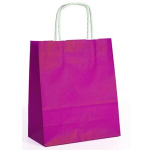 Saco de Papel Colorido com Asas Torcidas 32x12x41cm - Fúcsia