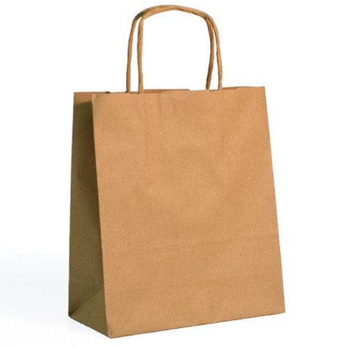 Saco de Papel com Asas Torcidas 32x12x41cm - Natural / Kraft