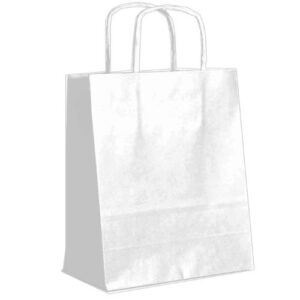 Saco de Papel com Asas Torcidas 32x20x32cm - Branco