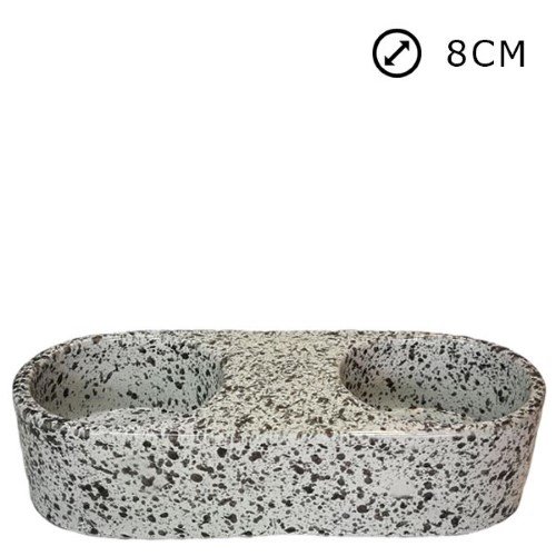 Suporte de Círios Duplo Nº1 em Cerâmica para Cemitério Diam. 8cm - Branco