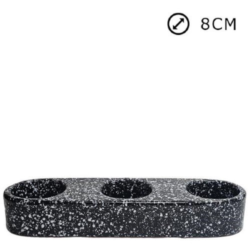 Suporte de Círios Triplo Nº1 em Cerâmica para Cemitério Diam. 8cm - Preto