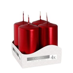 Vela Decorativa 8x4cm - Vermelho Metalizado, Pack 4