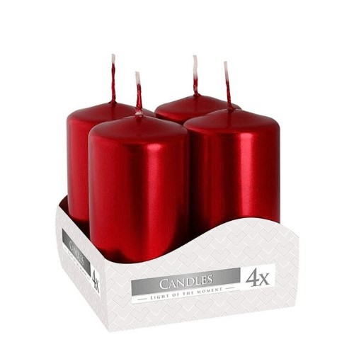 Vela Decorativa 8x4cm - Vermelho Metalizado, Pack 4