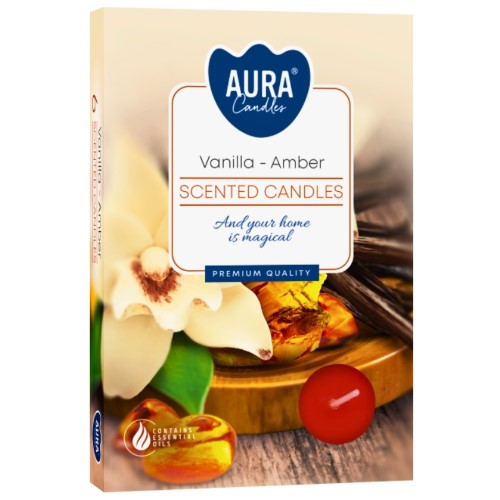 Velas Tealight Perfumadas - Pack 6, 355 Baunilha e Âmbar