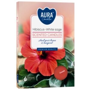 Velas Tealight Perfumadas - Pack 6, 356 Hibisco e Sálvia Branca