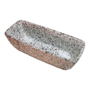 Taça Retangular Estreita em Cerâmica para Cemitério - Branco