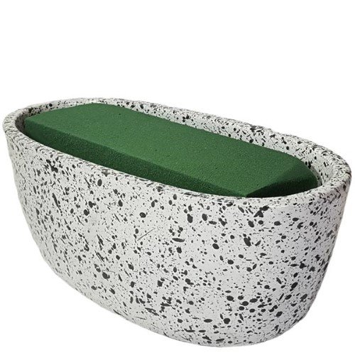 Taça Oval Nº1 em Cerâmica para Cemitério - Branco