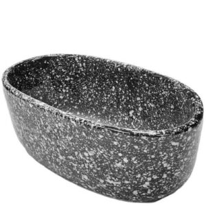 Taça Oval Nº1 em Cerâmica para Cemitério - Preto