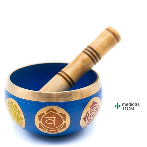 Taça Tibetana Redonda em Metal 11cm - Azul
