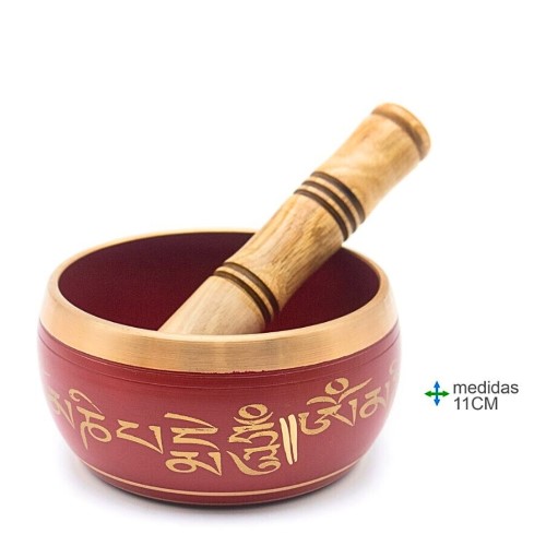 Taça Tibetana Redonda em Metal 11cm - Vermelho