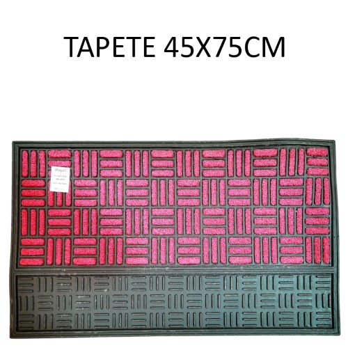 Tapete de Entrada Retangular Tufado 45x75cm - Vermelho