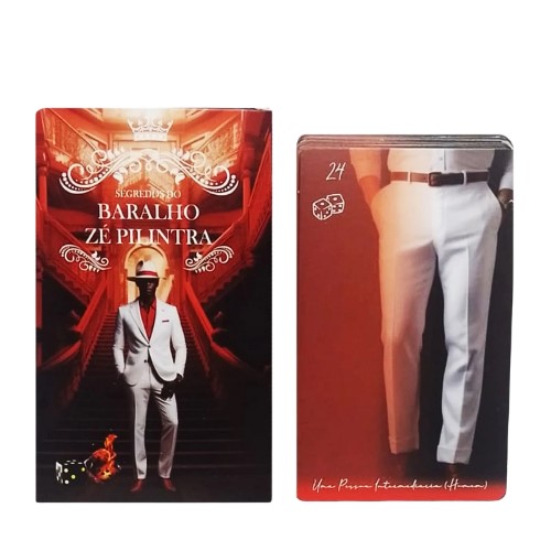 Baralho de cartas Tarot com imagens inspiradas em Zé Pelintra, figuras enigmáticas e cores vibrantes