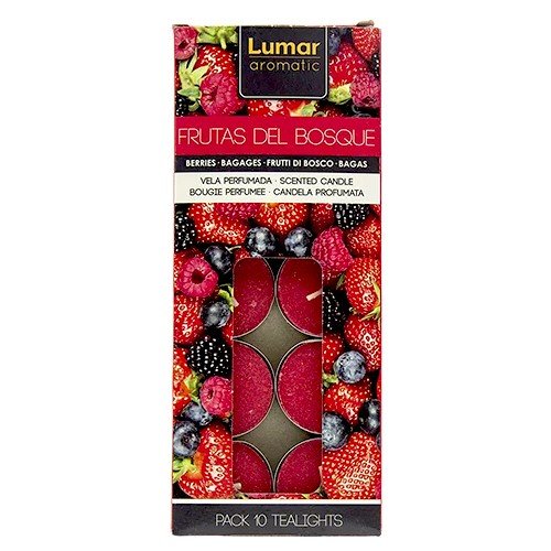 Velas Tealight Perfumadas - Pack 10, Frutos Vermelho