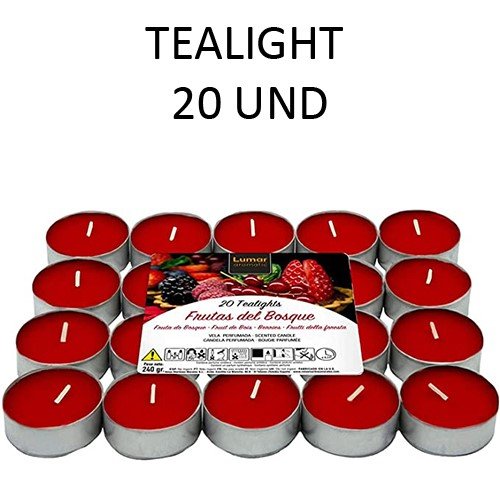 Velas Tealight Perfumadas - Pack 20, Frutos Vermelhos