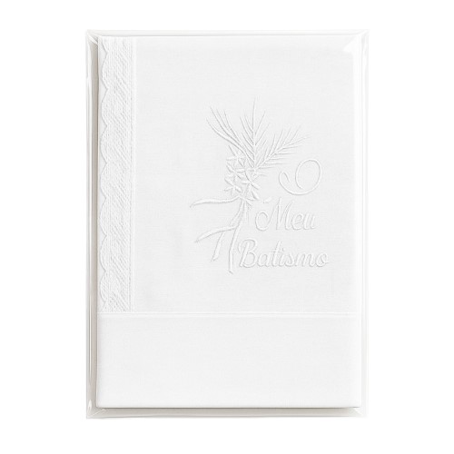 Toalha Bordada em Tecido para Batismo - Branco
