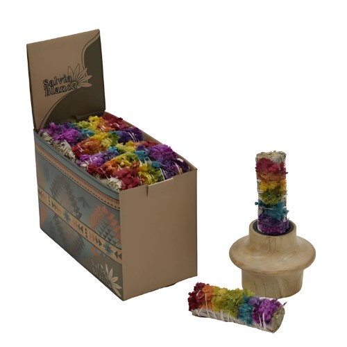 Tocha de Sálvia Branca e Sinuata 7 Chakras 11cm