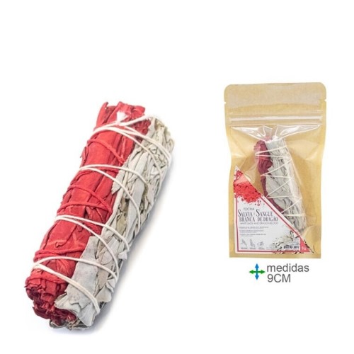 Tocha de incenso com mistura natural de sálvia branca e resina de sangue de dragão, 9 cm