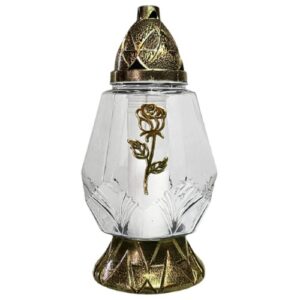 Candeeiro de Vidro com Tampa - Recarga P600, Dourado