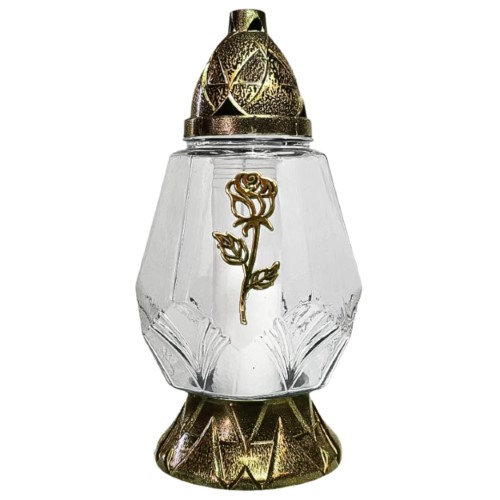 Candeeiro de Vidro com Tampa - Recarga P600, Dourado