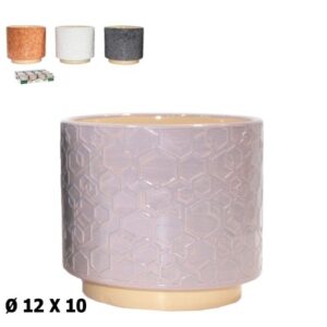 Vaso com Relevo / Textura em Cerâmica 12x12x10cm