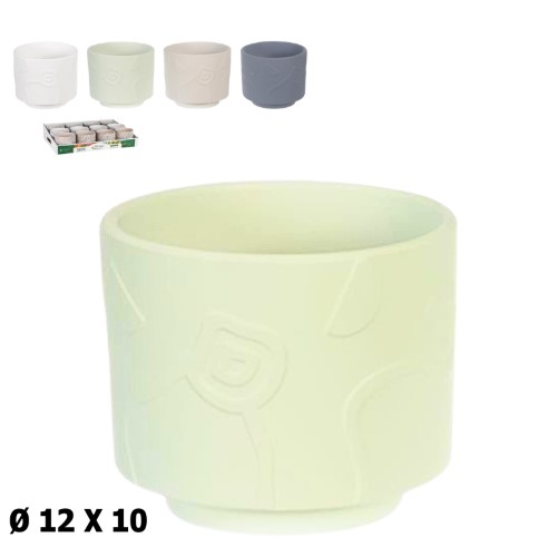 Vaso com Relevo / Textura em Cerâmica 12x12x10cm