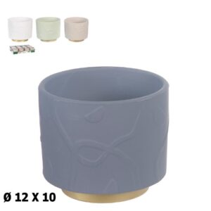 Vaso com Relevo / Textura em Cerâmica 12x12x10cm