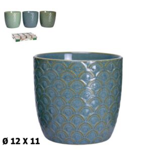 Vaso com Relevo / Textura em Cerâmica 12x12x11cm