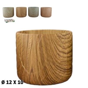 Vaso em Cerâmica 12x12x10cm - Efeito Madeira