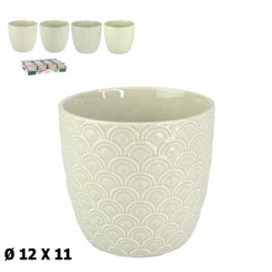 Vaso com Relevo / Textura em Cerâmica 12x12x11cm