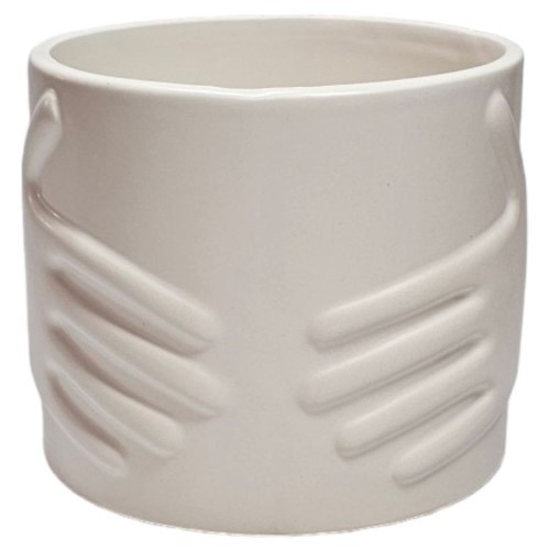 Vaso em Cerâmica 13x11,5cm - Creme, Mãos