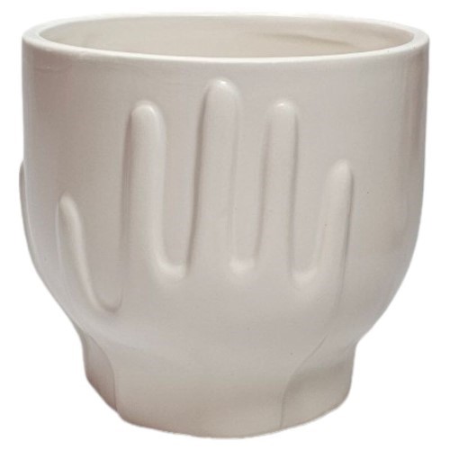 Vaso em Cerâmica 12,5x12cm - Creme, Mãos
