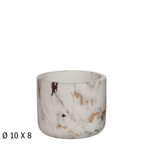 Vaso em Cerâmica 10x8cm - Efeito Mármore Dourado